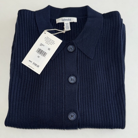 Splendid Navy Ribbed Button-Up Cardigan - XS - Picture 4 of 4